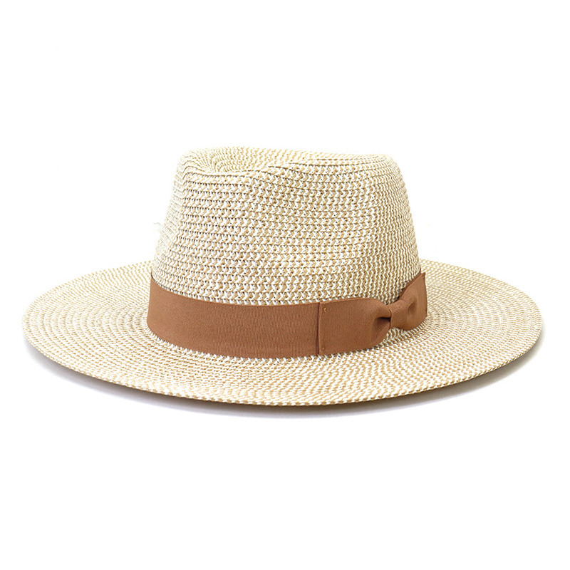 Bowknot Ribbon Straw Braid Fedora Hat pro Men