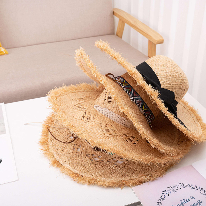 Custom Design Lady Beach Raffia Straw Floppy Hat