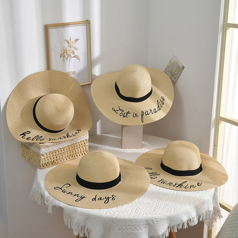 Custom Logo Foldable Paper Straw Floppy Hat