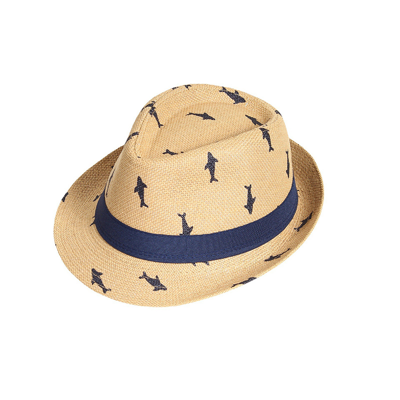 Custom Logo Kids Straw Fedora Hat