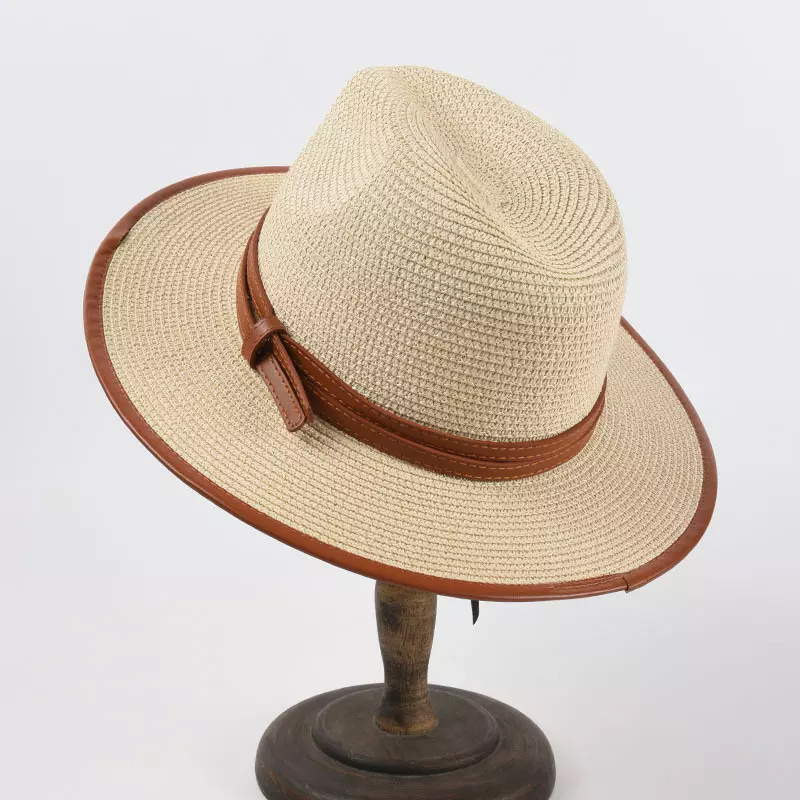 Leather Band Panama Straw Hat pro Men