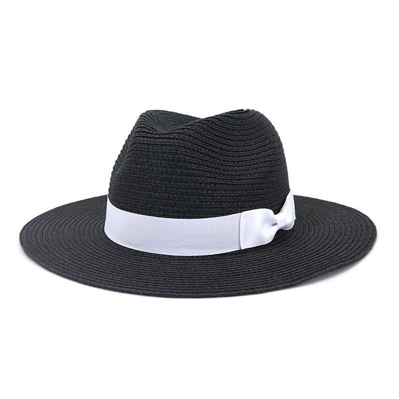 Mens Bowknot Fedora Straw Hat