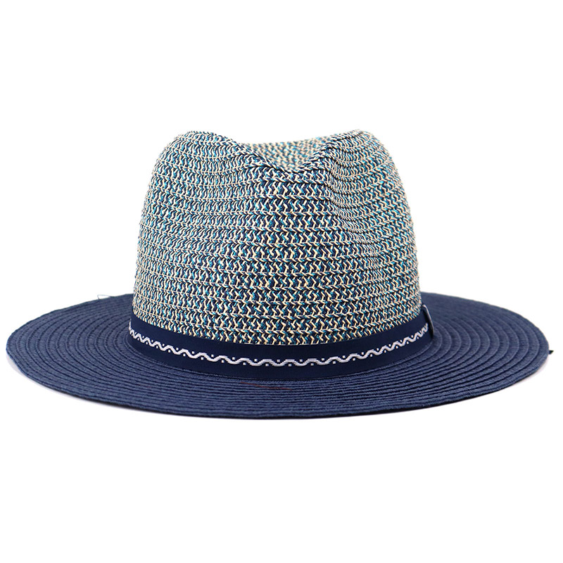 Mens Straw texta Navy Panam Solem Hat