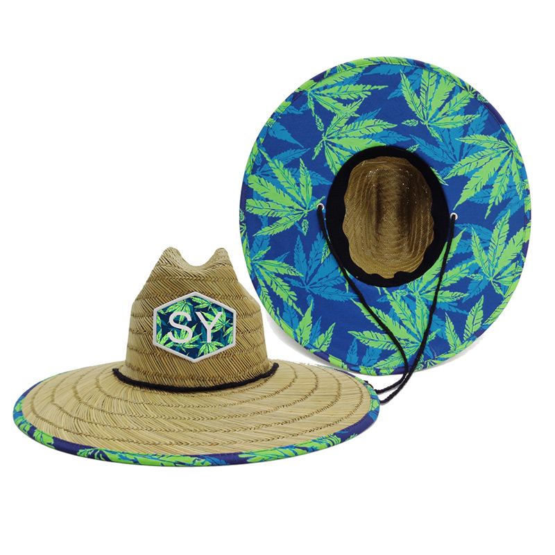 Palm Folium Print Straw Hat