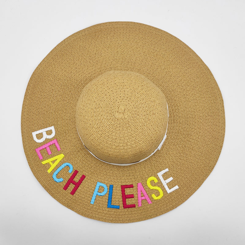 Sol Tutela Litus Please Embroidery domine Straw Hat